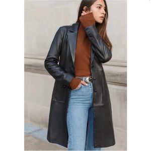 Veda x Reformation Crosby 90’s Longline leather blazer